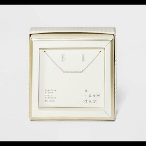 sterling silver cubic zirconia necklace earring